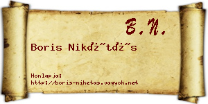 Boris Nikétás névjegykártya